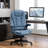 High Back Vibration Massage Office Chair With 6 Vibration Points, Heated Reclining PU Leather Computer Chair With Armrest And Remote, Blue-1787121190
