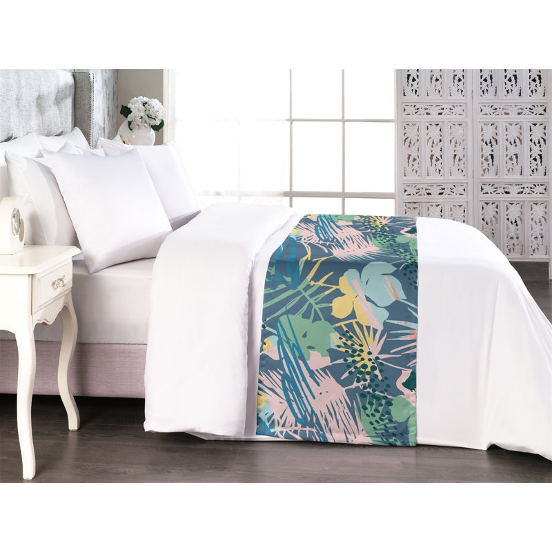 Tapis de lit Ambesonne Exotics Dreamy Boho Leaves Tropical, Très grand lit