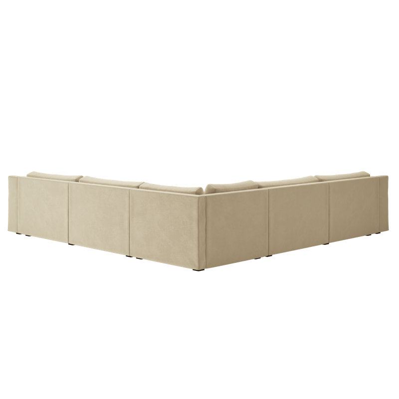 Elevate 126" Corner Sectional, Cashew Recycled Velvet
