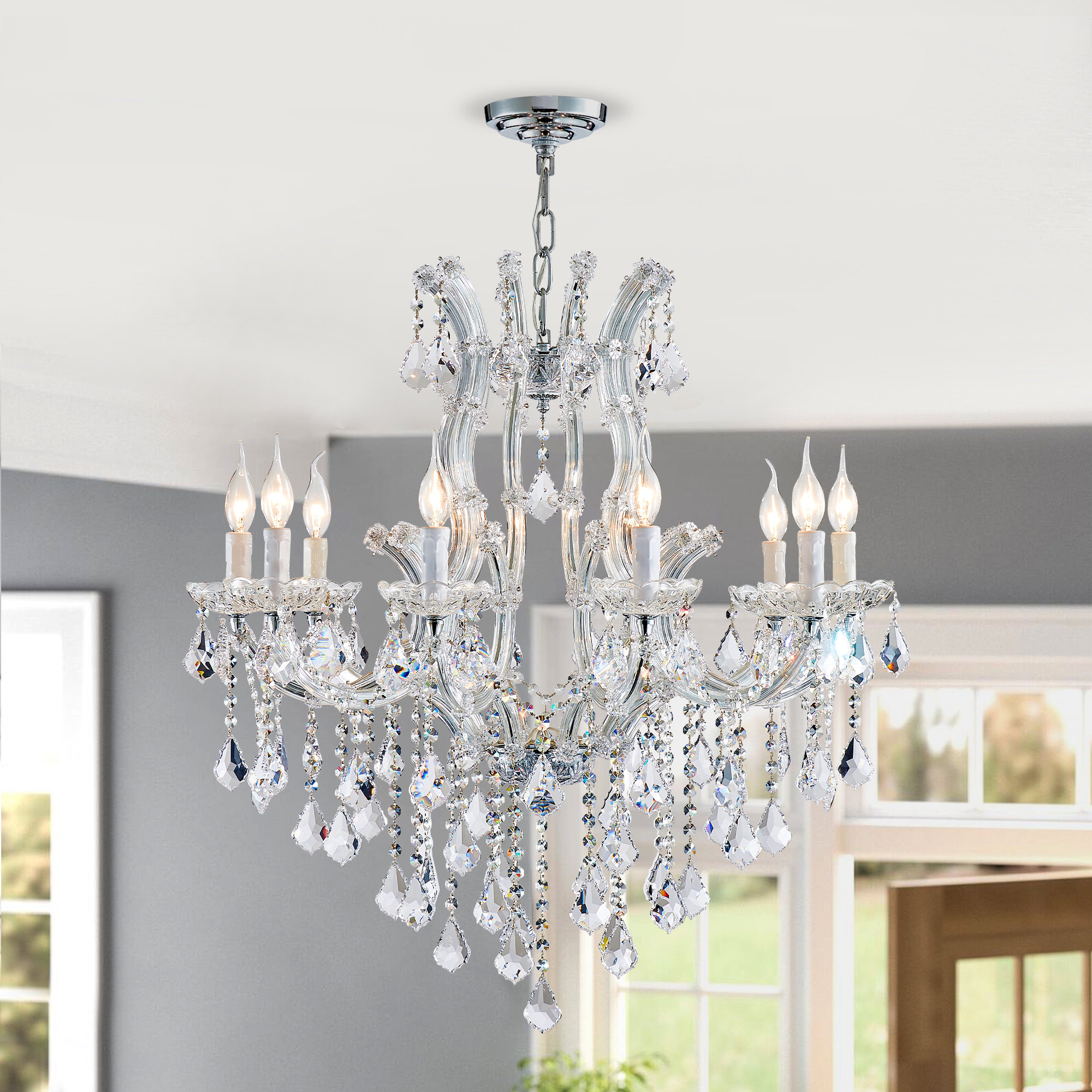 Jearldine 10 - Light Candle Style Tiered Chandelier Rosdorf Park Finish: Sliver