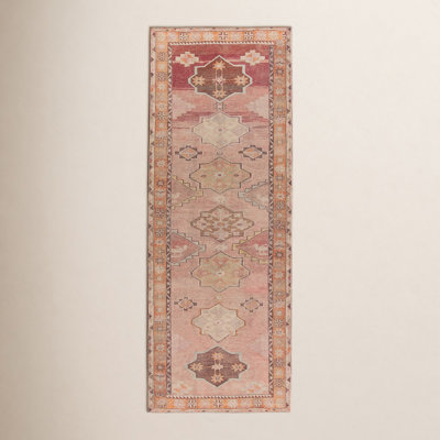 Orange Pink Brown Washable Oriental Rug