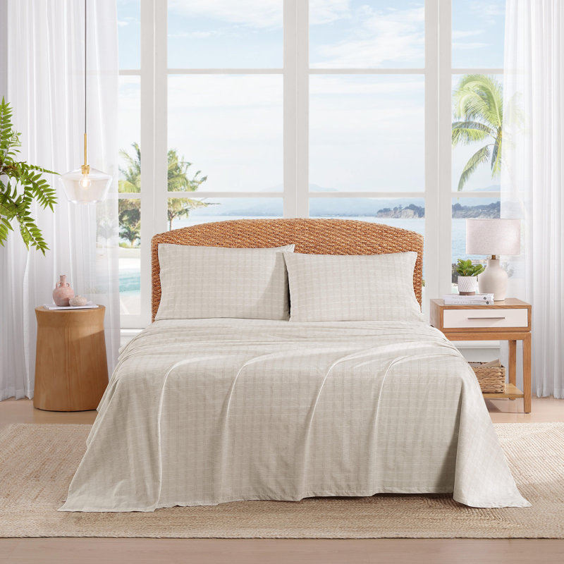 Ensemble de draps en coton Tommy Bahama Paradise, King, Paradise Plaid Beige