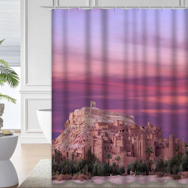 Rideau de douche marocain avec 12 crochets, 72" L x 78" W