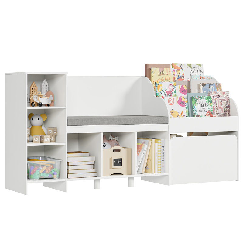Alayzhia 67.3"W Wood Storage Bookcase with Adjustable Shelves
