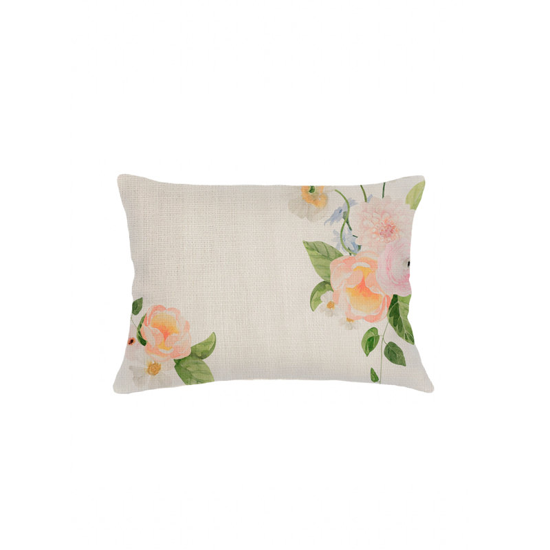 Coussin en lin beige 14 x 20, Rectangle 14" H x 20" W, Polyester