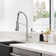 JS Pull Out Kitchen Faucet with Deck Plate 2 Spray Modes
