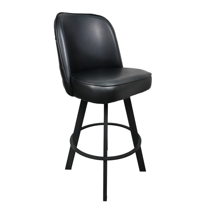 Modern Swivel Bar Stools (set Of 2), Tufted Faux Leather Counter Height Stools With Ergonomic Bucket Back & Thick Padded Seat