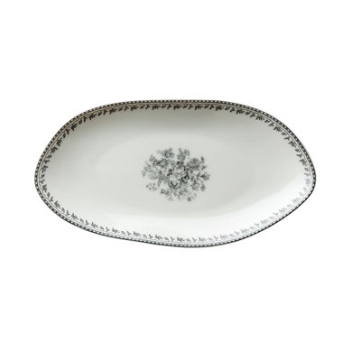 Lancaster Gray Oval Plate 9.75 In By Luzerne (Case Of 36) (Porcelain)