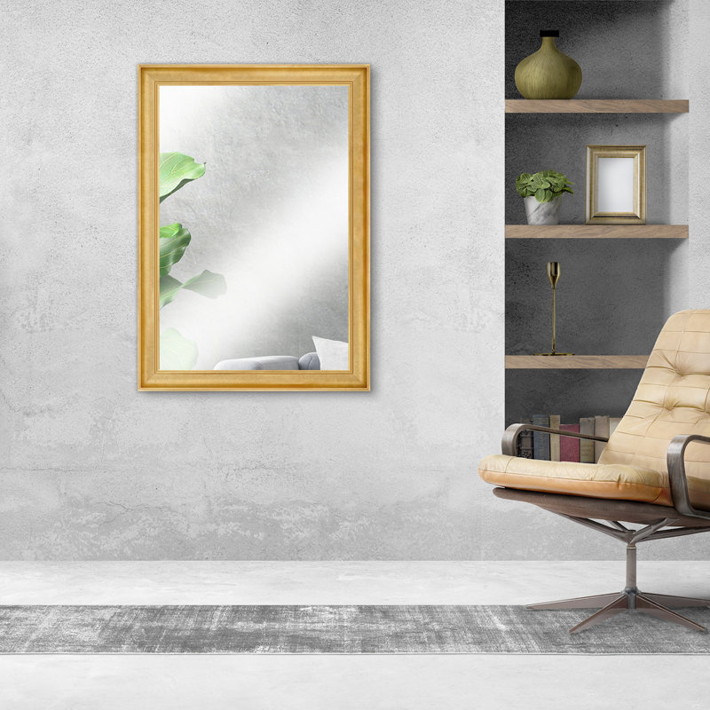 Eleganza Solid Wood Flat Mirror, Gilded Gold, 41.5" x 29.5"