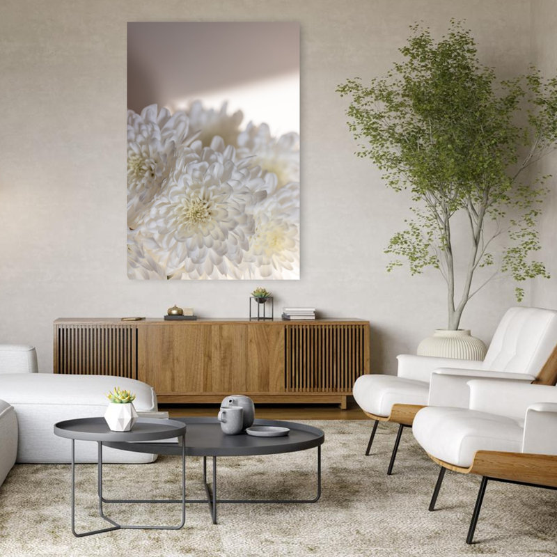 Art contemporain, art contemporain abstrait fleur de chrysanthème, H 48 po x l 32 po