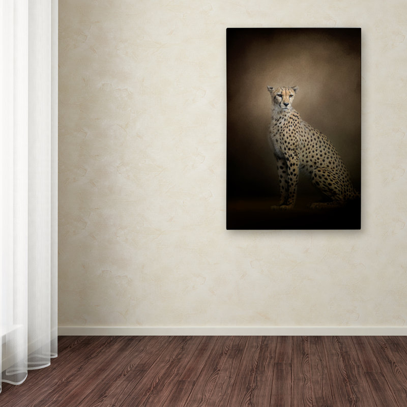 Elegant Cheetah Portrait on Brown Canvas Art