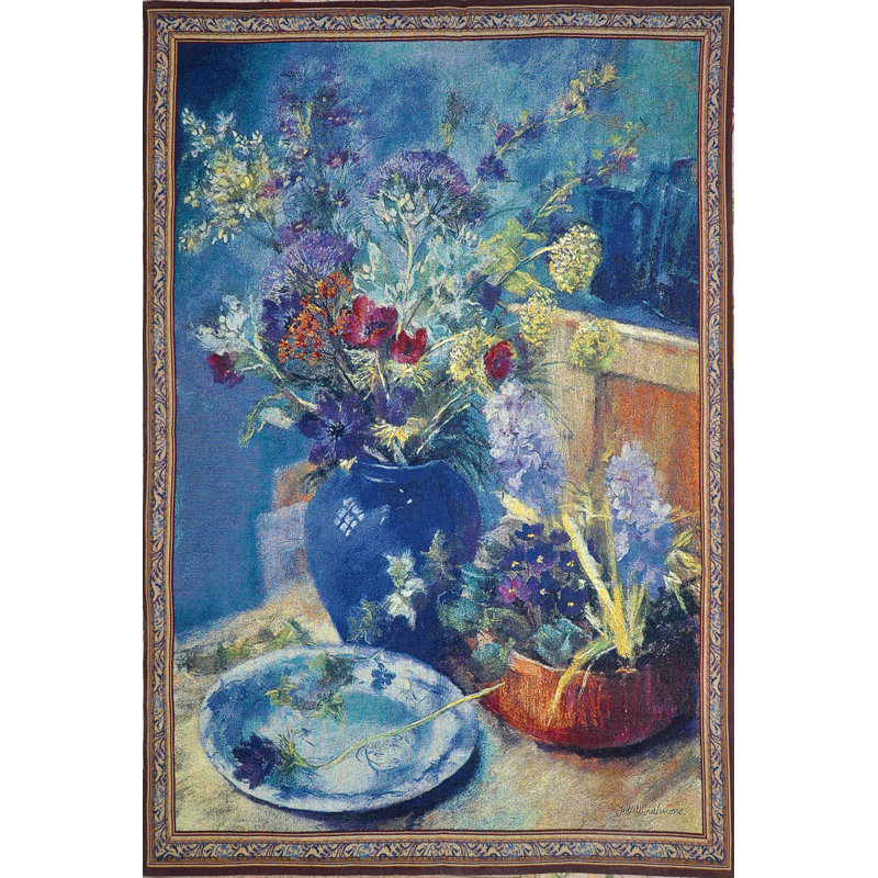 Tenture murale en coton fleurs bleues sauvages