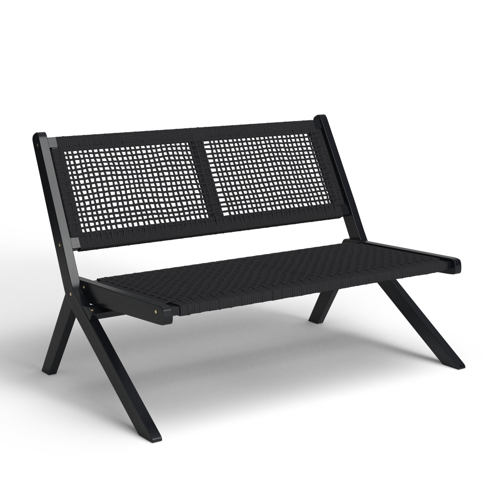 Kismet 45.47'' Folding Outdoor Bench, Black, Black