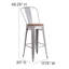 Tabouret de bar ou de comptoir en métal Marian avec dossier et siège en bois Marian-2101696388-2127243145-2101696429