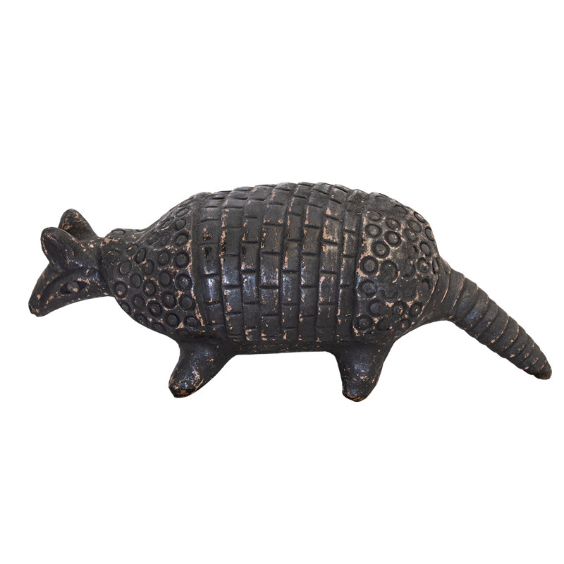 Black Clay Armadillo Figurine