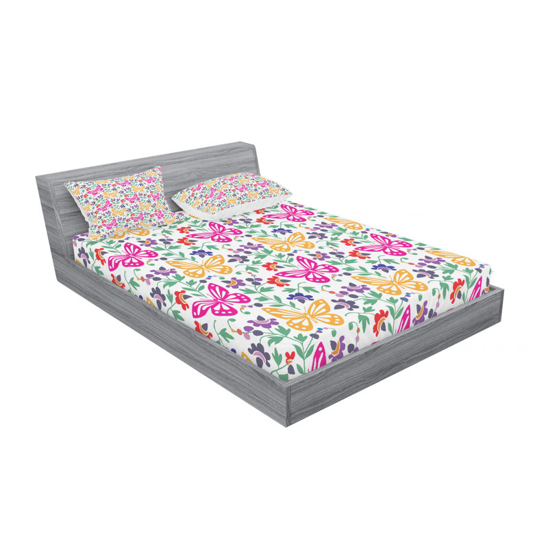 Microfiber Sheet Set, Full/Double Sheet Set with Fitted Sheet, Floral 5