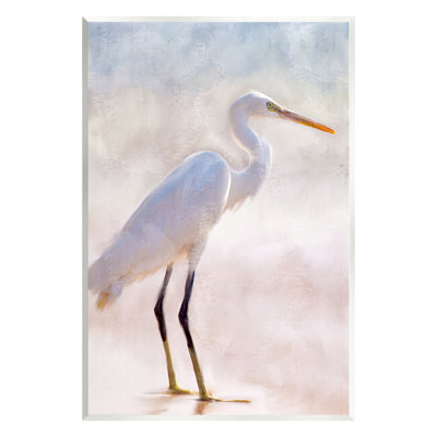 «Stupell Industries Egret Wildlife Portrait», art mural sur toile par Kim Allen