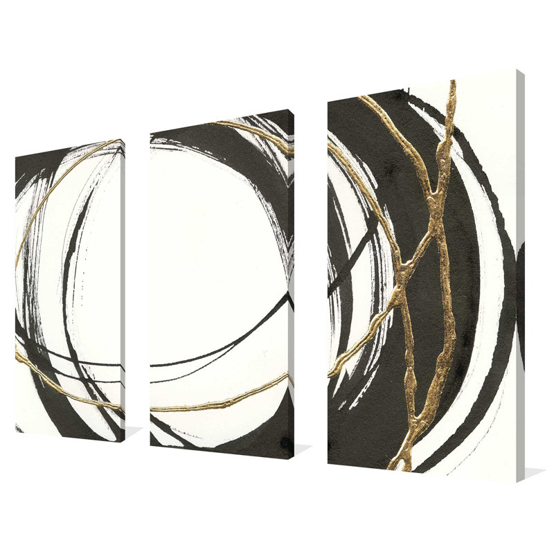 "Gilded Enso II", ensemble de 3 impressions sur toiles