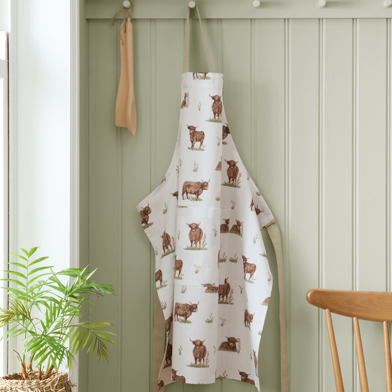 Angus Highland Cow Cotton Kitchen Adult Apron