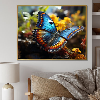 «Wings of Wonder», art mural papillon bleu et jaune