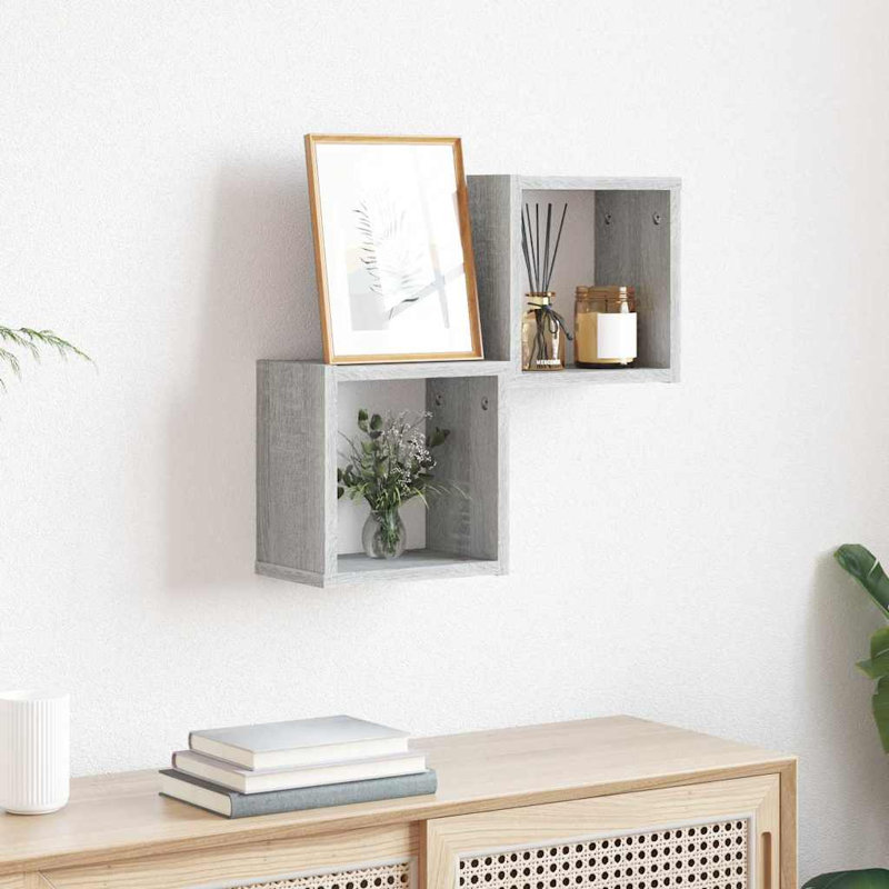 Wall Shelves 2 Pcs 10.2" X 5.9" X 10.2" Engineered Wood, Gray