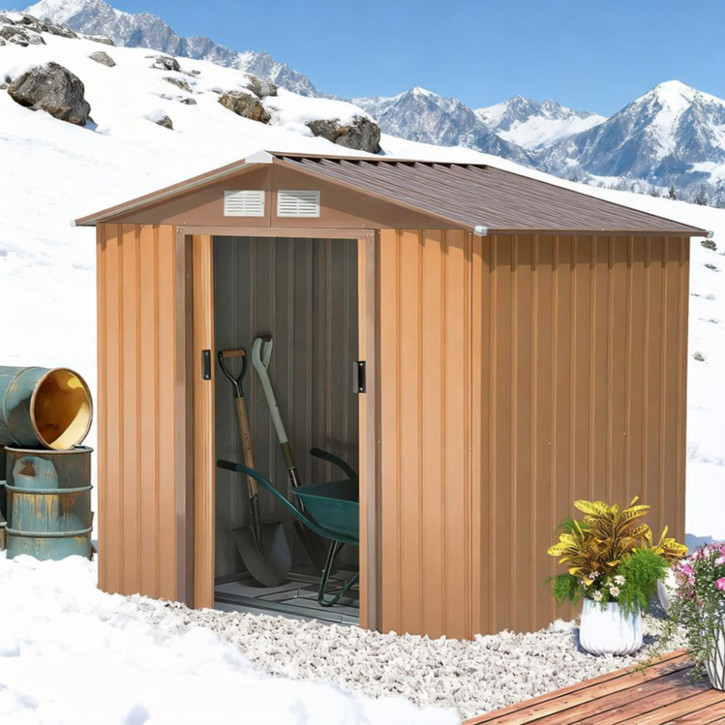 Outdoor Storage Shed With Vents, Yellow