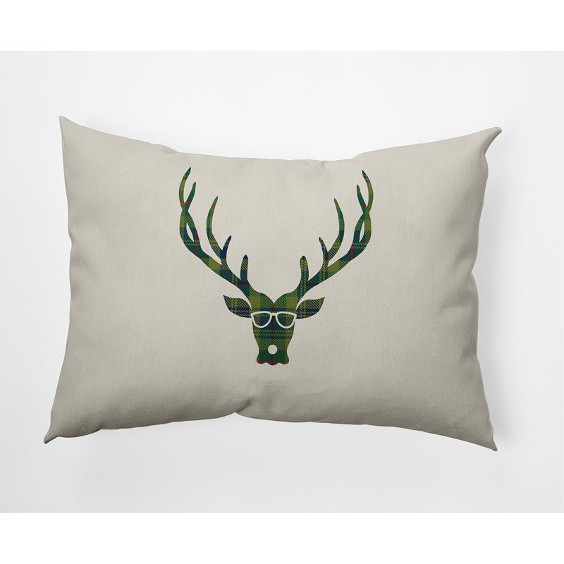 Holiday Cheer Outdoor Reversible Throw Pillow, Green