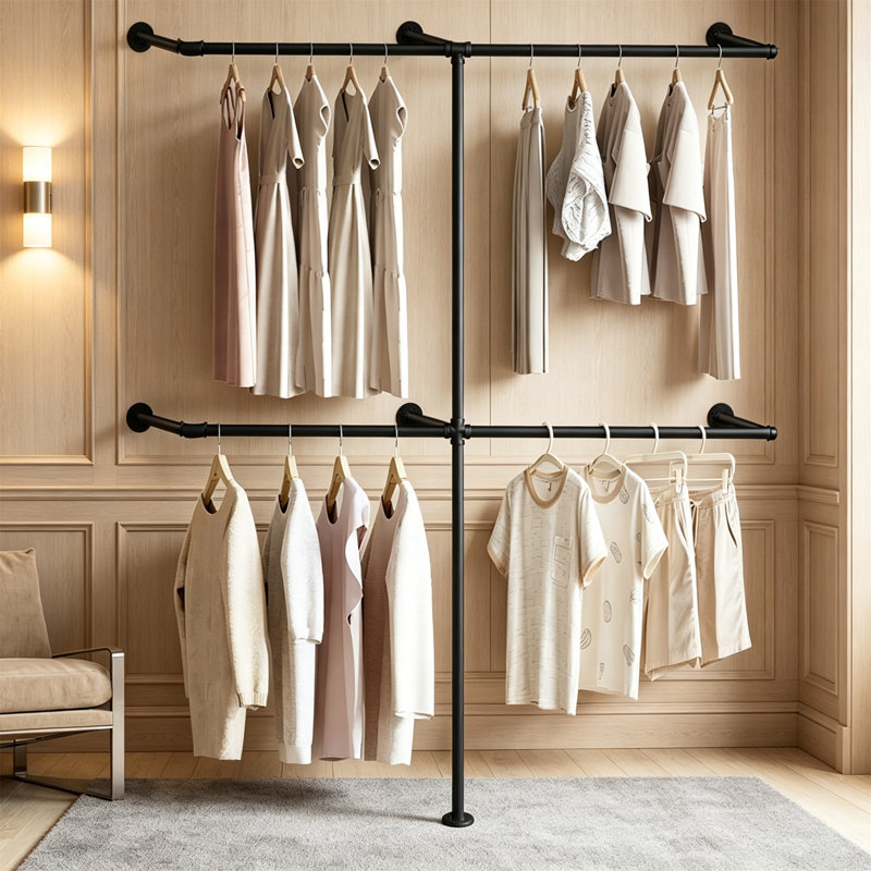 Adjustable Wall Mounted Clothes Rack