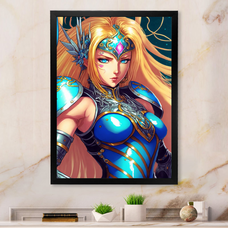 «Eckhold», la reine de l'anime bleue sur toile II, Cadre photo noir, H 32 po x l 16 po x P 1 po