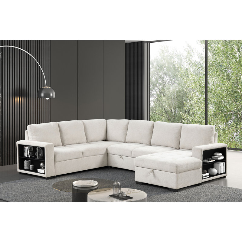 Canapé-lit modulaire Hameal, Mélange de polyester gris
