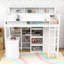 Lit mezzanine simple avec bureau, garde-robe et tablette de rangement-109542241