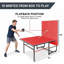 Table de ping-pong pliable de 8 pi de taille moyenne, matériau en aluminium et en panneau de fibres à densité moyenne, 3 couleurs bleu rouge et noir, table de jeu d'intérieur portable avec filet, 2 raquettes et 3 balles-128728956