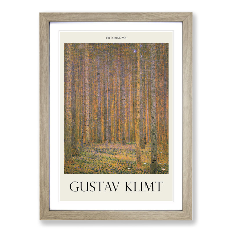 Fir Tree Forest by Gustav Klimt - Framed Print, 48cm H x 36cm W x 2cm D, Oak Framed