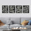 «Black and White Abstract Leaves Silhouette Decor Shapes», impression encadrée sur papier, 4 pièces-97770401-97770399