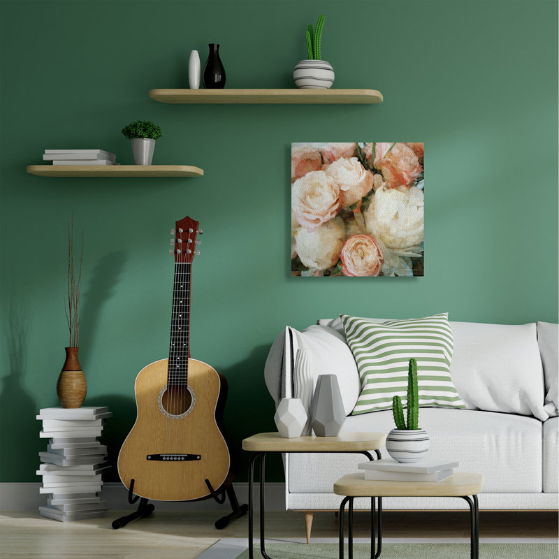 « fleur bouquet blanc rose » par le rouge-reproductions de grange, H 30 po x l 30 po x P 1,5 po, Toile tendue