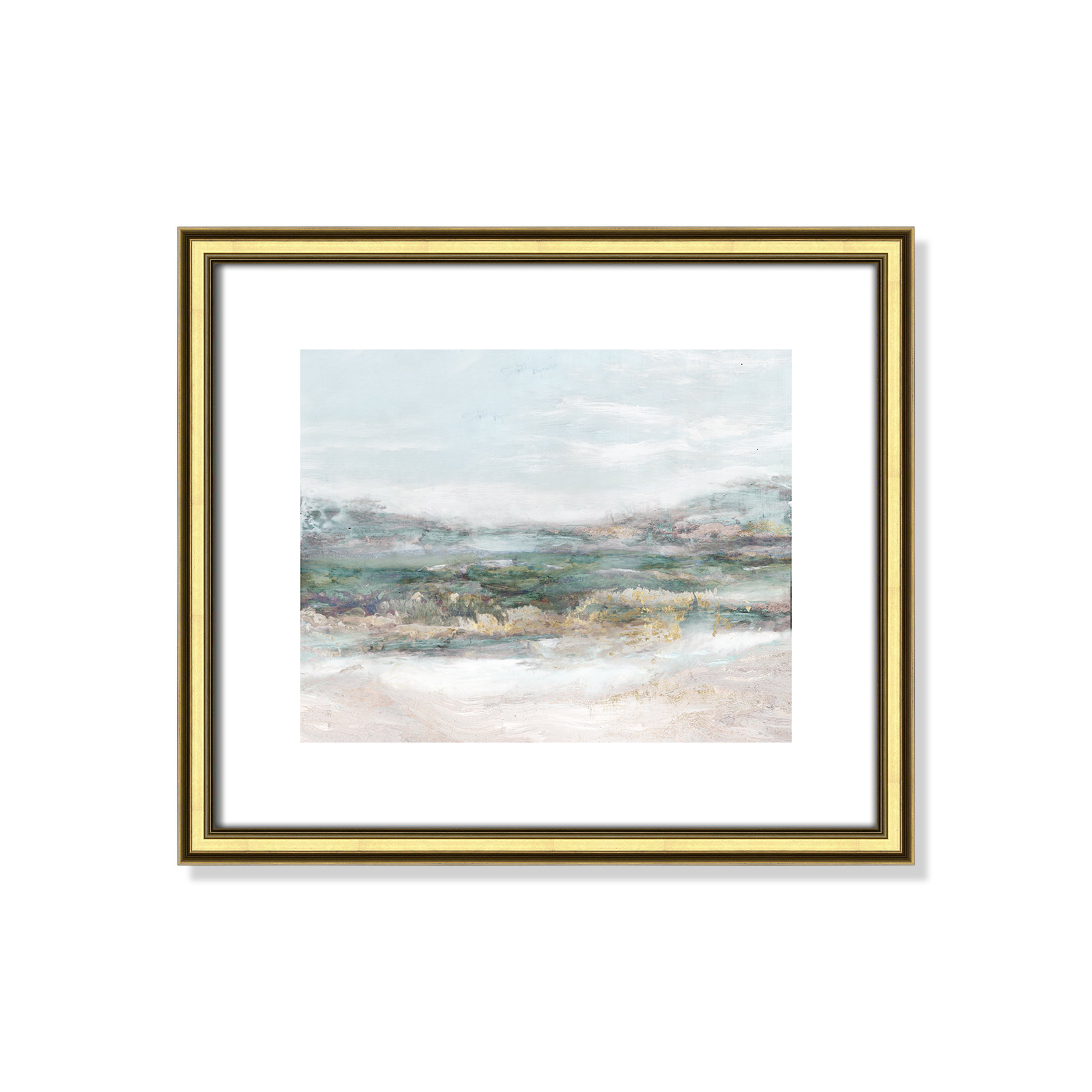 Gold Framed Paper, White, 13" H x 15" W x 0.875" D