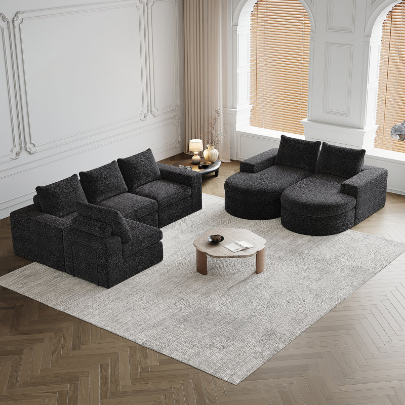 Canapé modulaire Chenille Cloud, Chenille noir