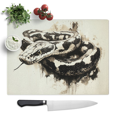 Snake Illustrated  Glass Chopping Board