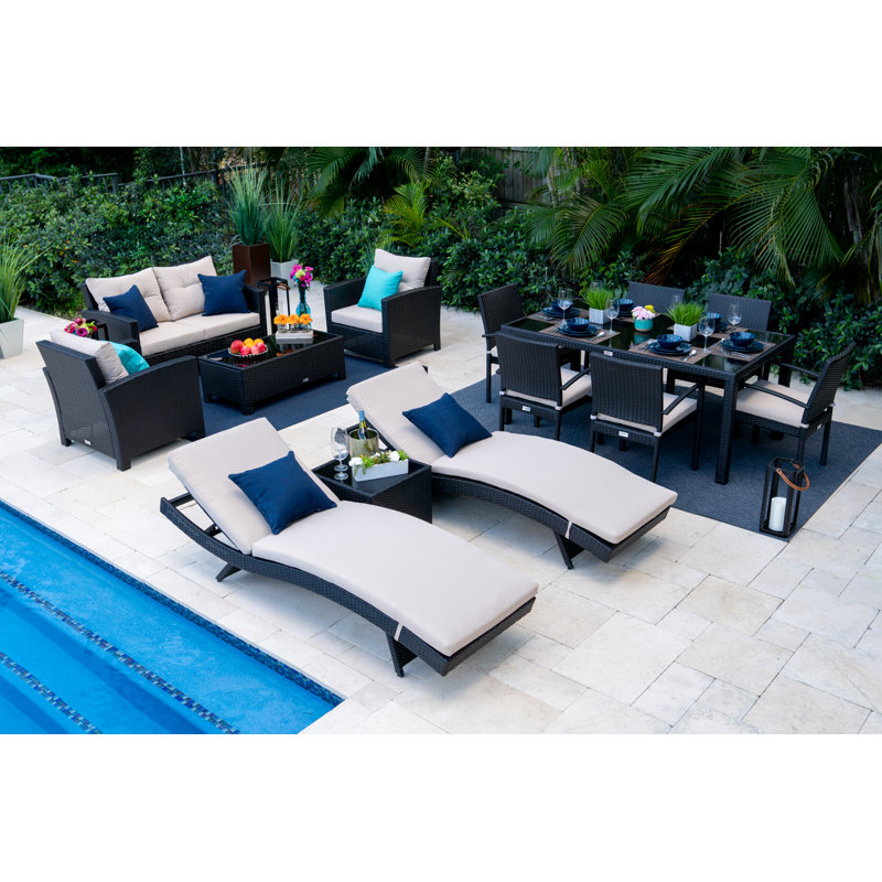 Bethena 12 - Person Patio Conversation Set with Cushions, Beige, Espresso