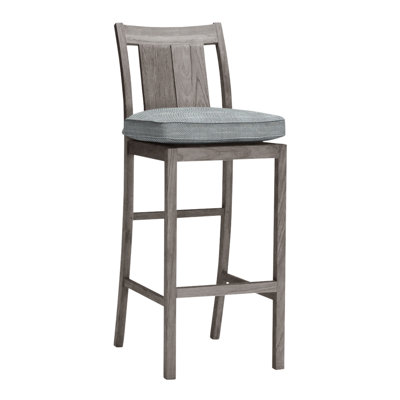 Croquet Teak Outdoor 24.5'' Counter Stool with Cushion