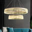 Beneta 2 Modern 2-Tier Round LED Crystal Chandelier – Adjustable Golden Ceiling Light with Rings-848517505