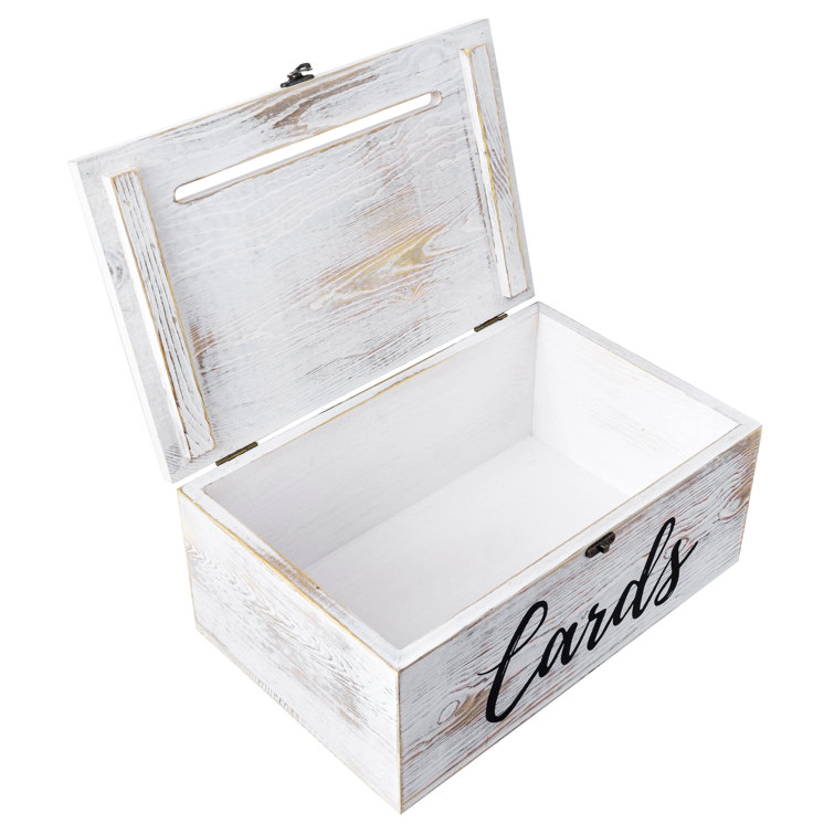 Rustic Wedding Card Box - Whitewashed Wood Card Cards Holder w