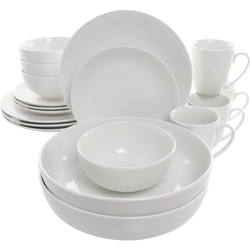 18 Piece Porcelain China Dinnerware Set - Service for 4
