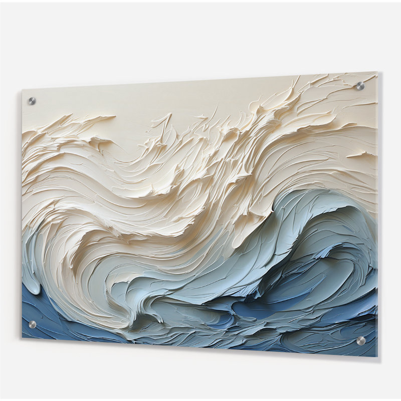 Design Art White And Blue Wave Papercut Style - Coastal Waves Acrylic ...