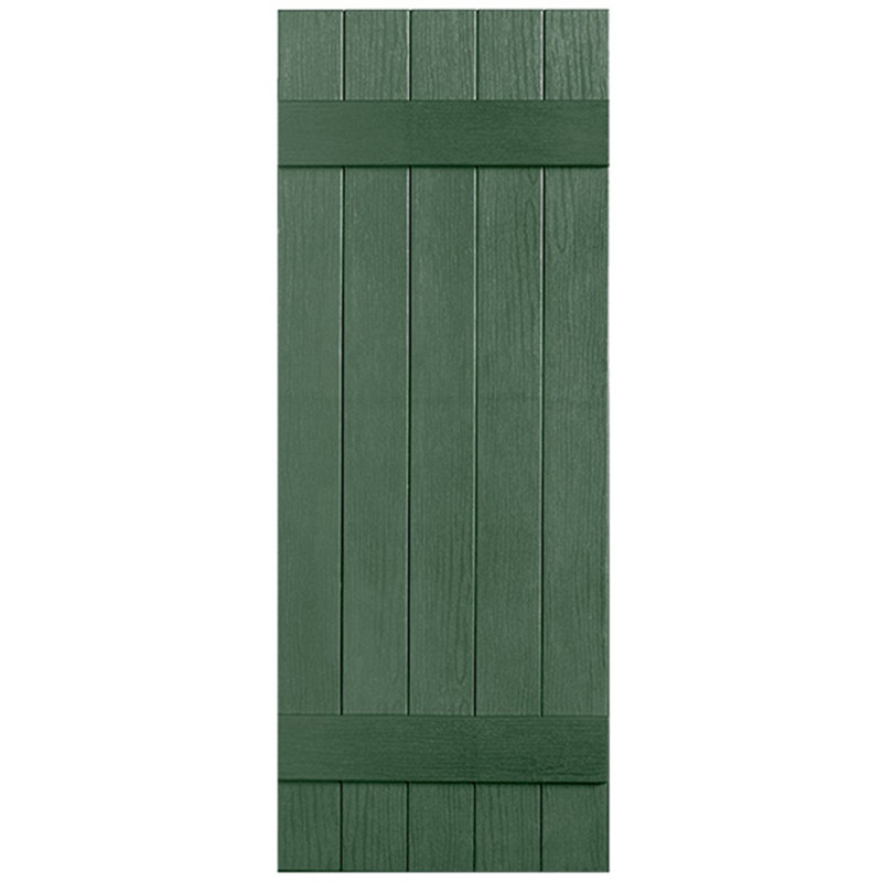 Paire de volets en vinyle fermés à deux lattes et cinq planches, 38 po, Vert