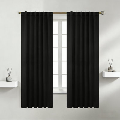 Black Curtains - Rod Pocket And Back Tab Thermal Blackout Curtains
