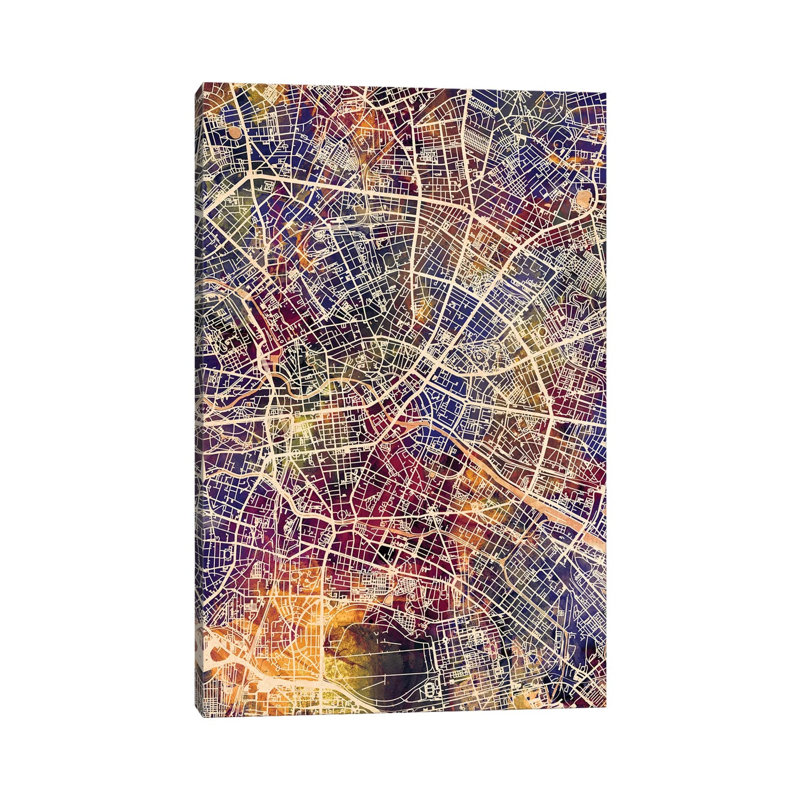 Berlin Germany City Map II by Michael Tompsett - 1 Piece Wrapped Canvas Wall Art, 66.04 cm H x 45.72 cm W x 1.91 cm D