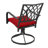 Outdoor Dining Set With Swivel Patio Chairs and Red Cushions for Backyard, Lawn, Deck, Porch, All Weather Resistant, Black-394482330
