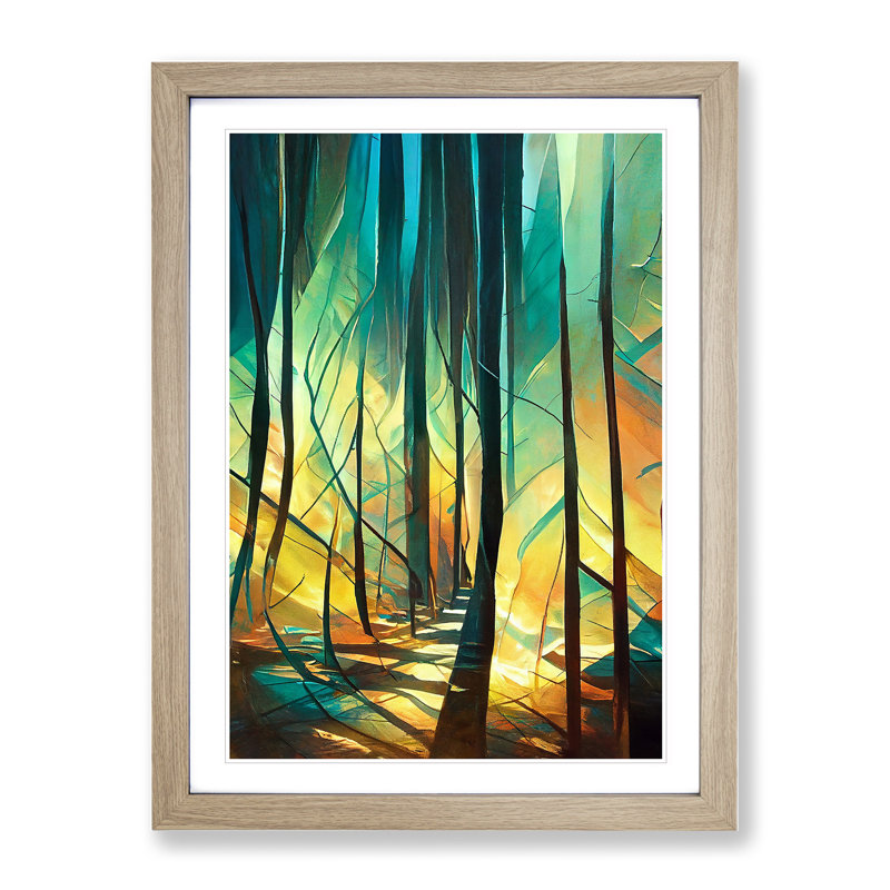 Forest Expressionism No.3 Abstract - Single Picture Frame Painting, Oak, 64cm H x 46cm W x 2cm D