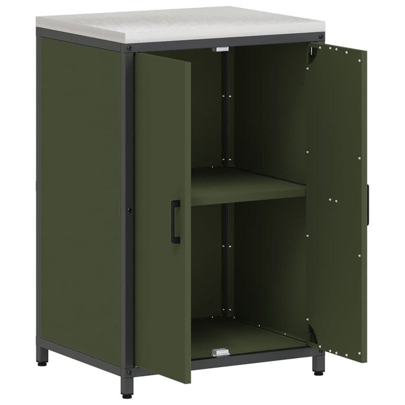 Storage Kitchen Cabinet Set, 92cm H x 60cm W x 50cm D, Olive Green